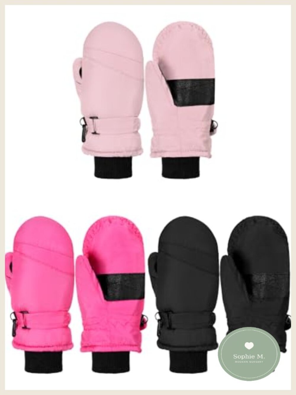 3 Pairs Kids Waterproof Snow Mittens Insulated Winter Cold Weather